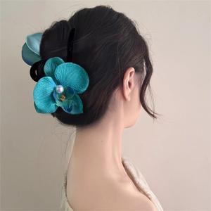 Klip Kuku Bunga Mutiara Phalaenopsis, Kain Sutera Segar, Saiz Besar, Sesuai untuk Belakang Kepala, Klip Jerung, Aksesori Rambut Perempuan, Klip Kuku Asli, Penjepit Rambut Gadis Clips Pins jepit  rambut  bu  putri Amethyst