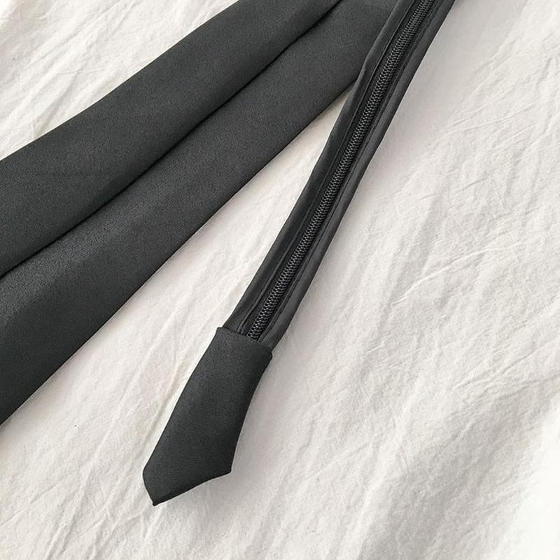 Product Introduction of College Style Plain Zipper Necktie Trendy Necktie Softing And Smothing Zipper Necktie Breathable For Men And Women 19