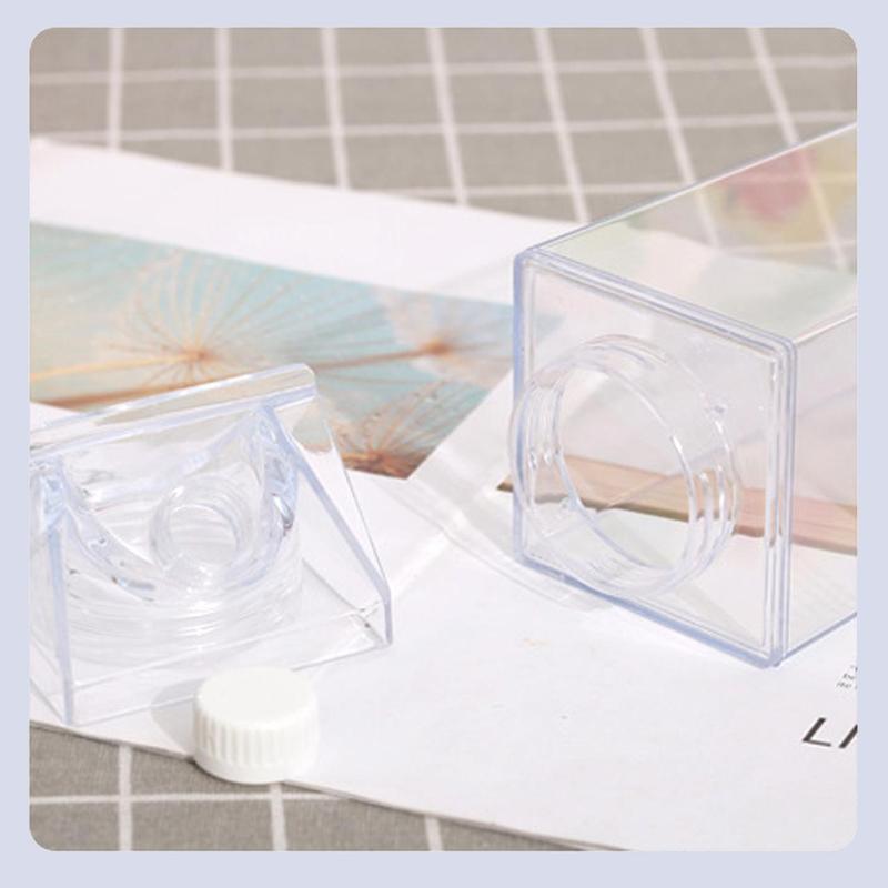 Milk Box Design Water Bottle, 1 Count Clear Portable Large Capacity Drinking Cup For School Camp Office 8