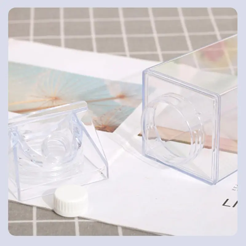 Milk Box Design Water Bottle, 1 Count Clear Portable Large Capacity Drinking Cup For School Camp Office 8
