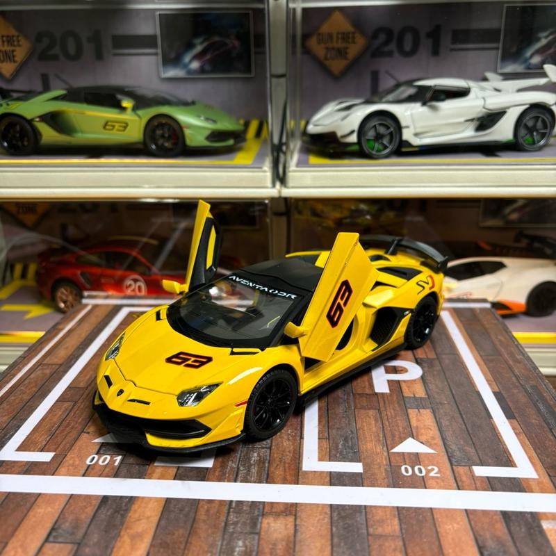 Mô hình xe Lamborghini Aventador SVJ 63 tỉ lệ 1:24 Miniauto có thể đóng mở mui chất liệu được làm bằng kim loại kèm biển số VIP ẢNH THẬT SHOP TỰ CHỤP