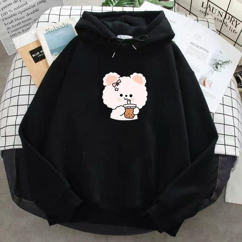 MIỄN PHÍ VẬN CHUYỂN SET áo hoodie Gấu trà sữa và quần bom chun, Áo nỉ chất đẹp không xù, thiết kế bo gấu trắng cá tính -Tuệ An-Fashion 2