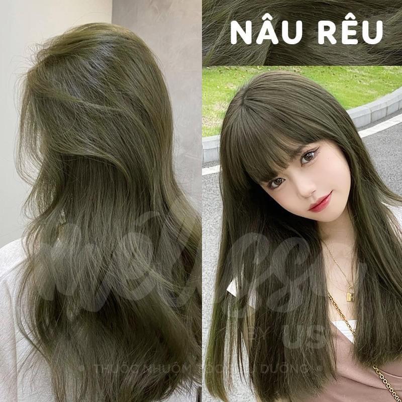 Thuốc Nhuộm Tóc Màu Nâu Rêu Trầm xanh rêu khói trầm Kèm Oxi Và Gang Tay - Hướng Dẫn Trộn Thuốc Và Nhuộm Tóc - Đổi Màu Tóc