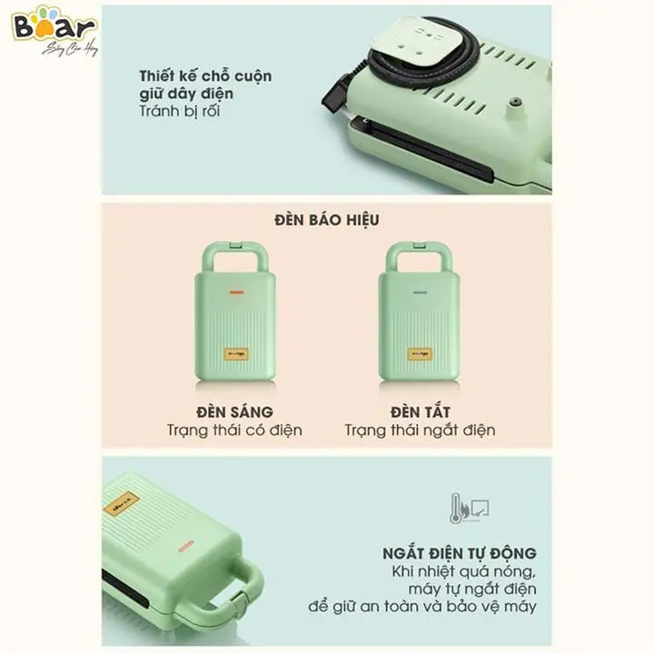 Máy Nướng Bánh Mỳ Sandwich - Waffle _Làm Bữa Ăn Sáng Cho Gia Đình_Bear P06N2 6