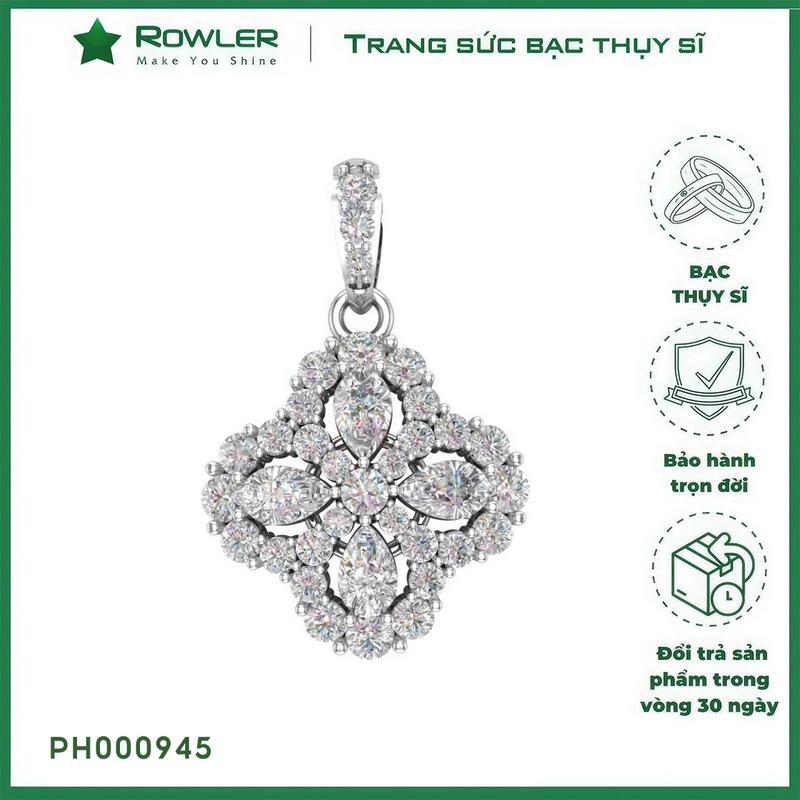  Mặt dây chuyền Lilac bạc Thụy Sĩ  đính full đá Moissanite  PH000945- ROWLER 