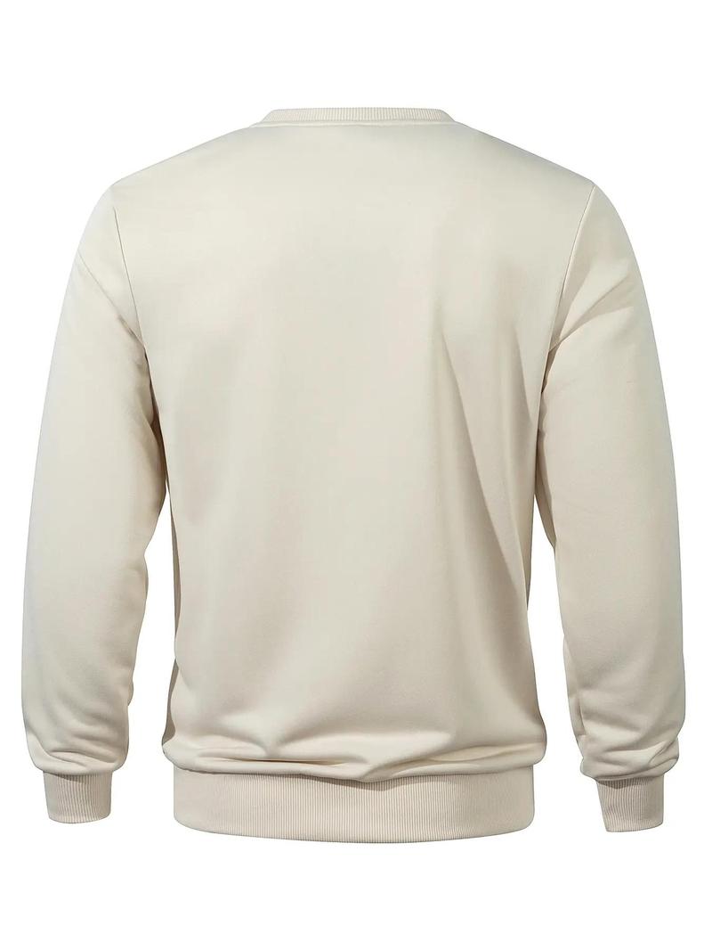 Product Introduction of Men's Letter Print Round Neck Sweatshirt, Regular Fit Casual Long Sleeve Crew Neck Pullover for Fall & Winter, Fashion Men's Top for Daily Wear 5