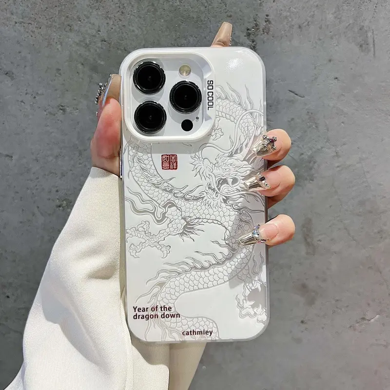 Berlaku untuk Sliver Case Realme 10 11 C3 5i 7i 8i 9i C11 C12 15 C17 C20 C21 C25Y C30 C33 C31 C35 C53 C51 C55 C67 8 Pro NARZO 50 5G 20 30A 50A Prime GT Neo5 Note 50 naga yang keren pola Penutup Penuh Perlindungan Penuh Anti-fall casing Realme UP009CYK 4