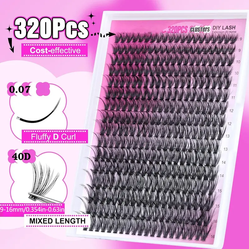Eyelash Extensions Kit, 1 Set Individual False Eyelashes with Eyelash Glue & Tweezers & Glue Remover & Brush, Professional Eye Enhancement Tools for Women, Makeup 7