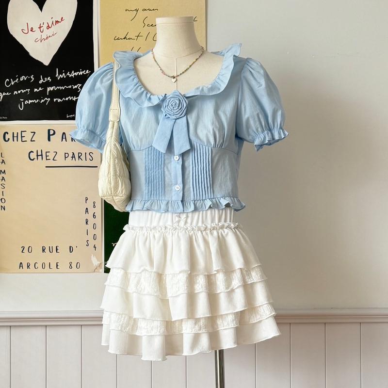 Áo cổ bèo hoa hồng ly - Tyribee 2