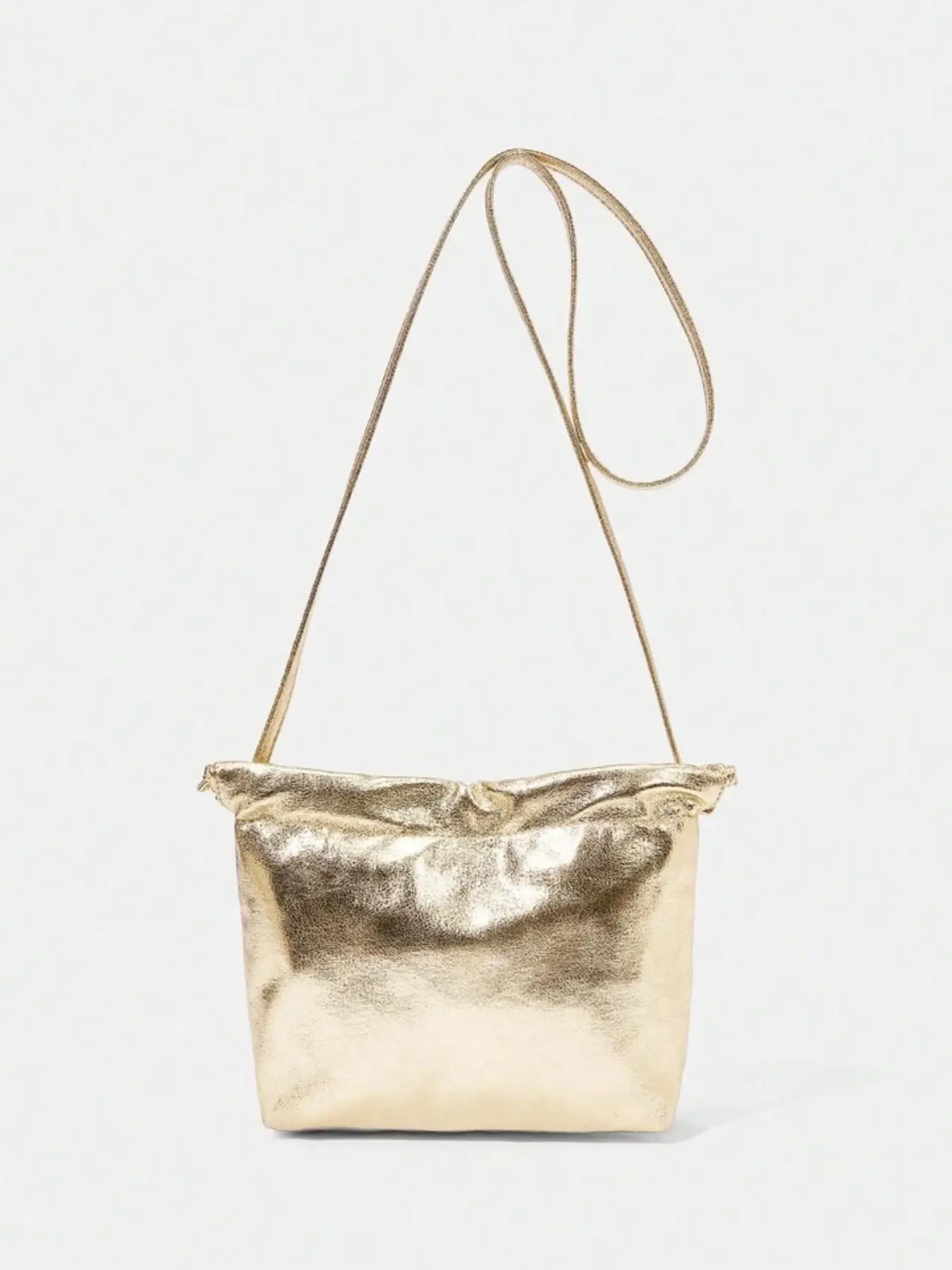 Women's Elegant Metalic Crossbody Bag, Fashionable Drawstring Closure Shoulder Bag for Daily Used, Casual Trendy Versatile High-quality Daily Commuting Bag