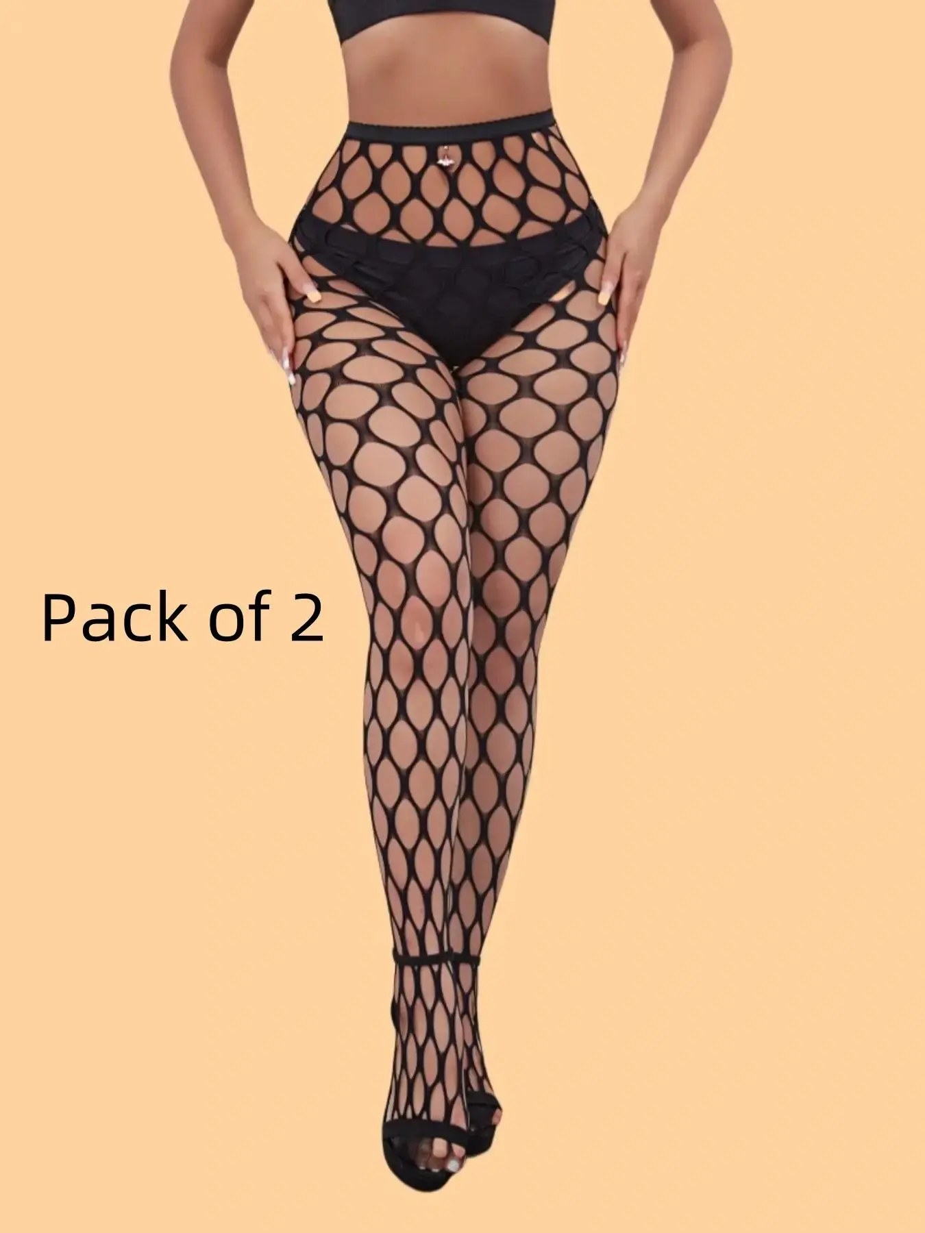 Women's  Solid Hollow Out Sheer Sexy Fishnet Tights, Casual Comfy Breathable High Waist Pantyhose for Daily Wear, Ladies Stockings for All Seasons