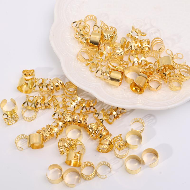 Product Introduction of Trend 40pcs/set Hollow Out Hair Ring Dreadlocks Hair Braid Rings Clips Hair Braiding Metal Cuffs DIY Hair Accessories 17