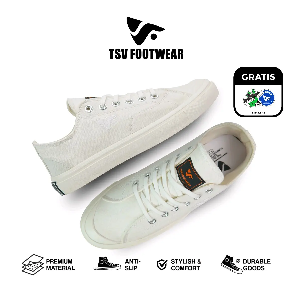 TSV FOOTWEAR RIVERY LOW Sepatu cewek Sepatu cowok Sepatu sneakers  36-43 broken white.Sepatu  kasual terbaru. original Musim dingin.sepatu keren putih pria wanita ootd Black Canvas Casual Hitam