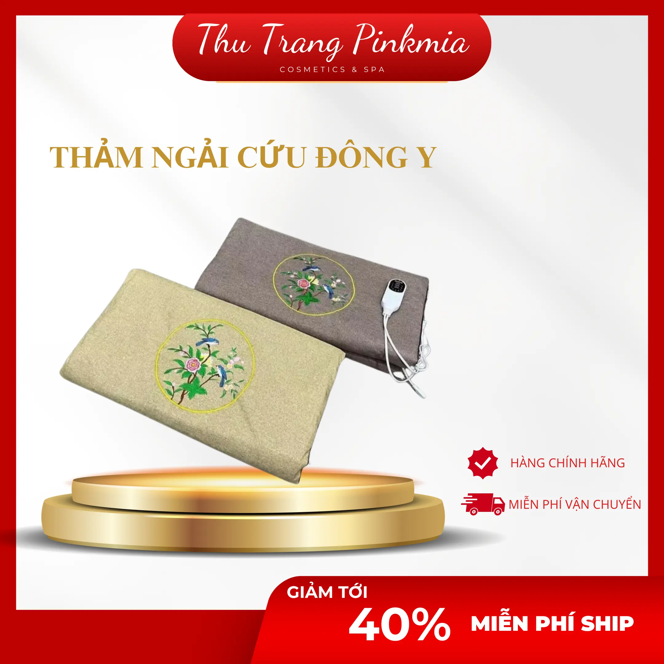 Thảm Ngải Cứu Đông Y Chườm Nóng Pinkmia, Sưởi Ấm, Ruột Đệm Ngải Cứu Khô, 10 Mức Độ Nhiệt, Gấp Gọn Dễ Dàng Sử Dụng Massage