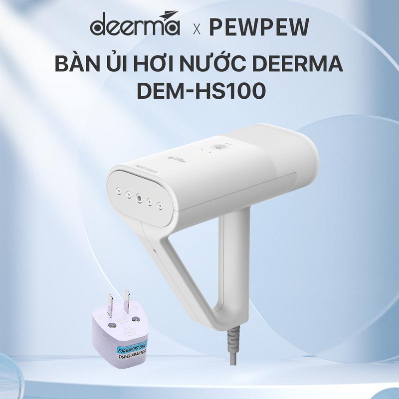 【Deerma x Realpewpew Bàn ủi hơi nước cầm tay DEERMA HS100 tặng Đầu Ổ Chuyển Đổi Ủi Quần Áo Là Quần Áo