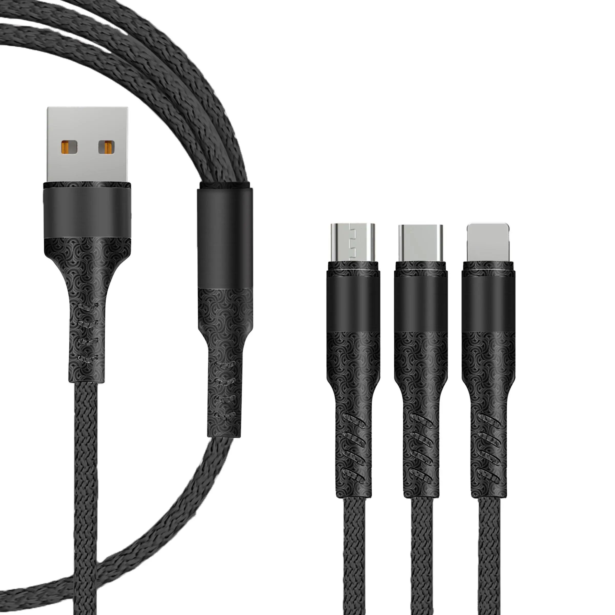 3 in 1 Fast Charging Data Cable, 1pc Multipurpose Anti-breakage USB Charging Cable, Phone Accessories Compatible with iPhone, Type-C, Micro USB Devices