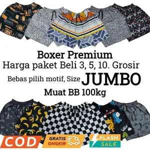 PAKET BOXER JUMBO LP:125cm Bisa untuk BB 100KG | Celana Viral Dewasa Unisek Jumbo | paket 3,5,10 pcs