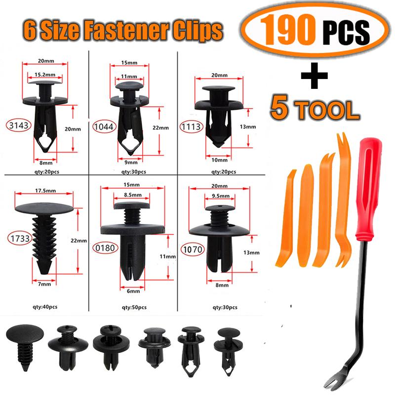 190pcs Baut Rivet mobil Universal Clip kancing 190PCS baud riveter ...