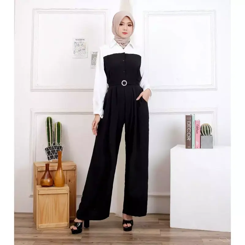 YN 3361 Jumpsuit Fashion Wanita Jumbo Nayla Crinkle 0