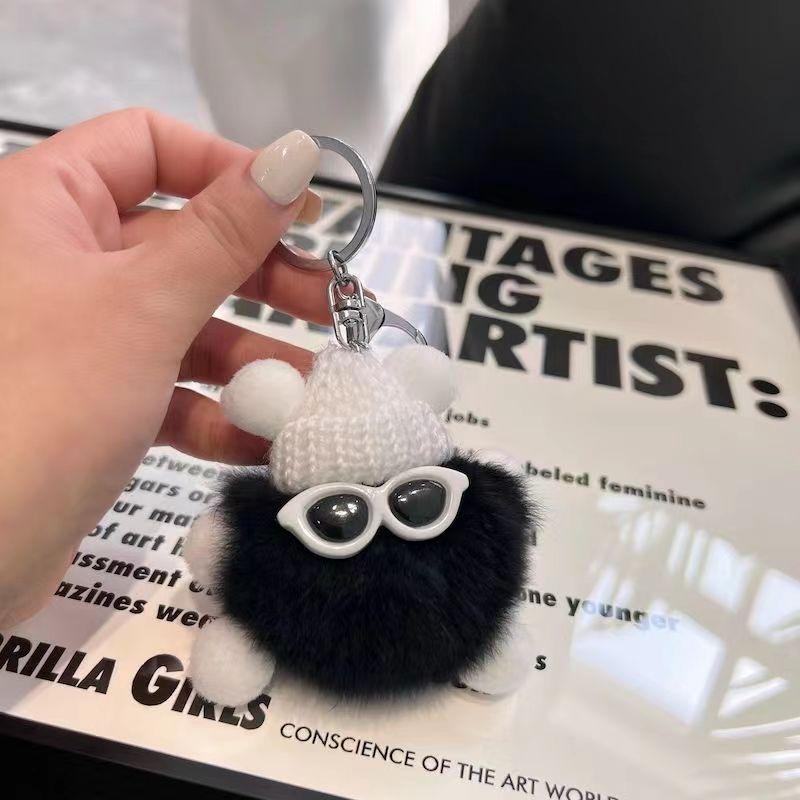 Product Introduction of Imitate Rex Rabbit Fur Little Briquette Elf Car Key Ring During Ins Online Influencer cute Plush Doll Bag Charm 17