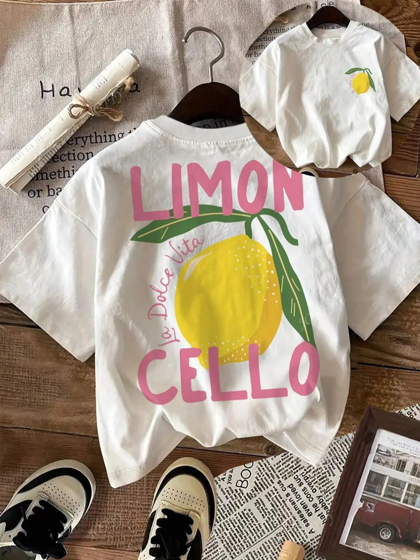 Women's Lemon Print Round Neck Tee, Fashion Casual Short Sleeve T-shirt, Ladies Summer Clothes for Daily Wear