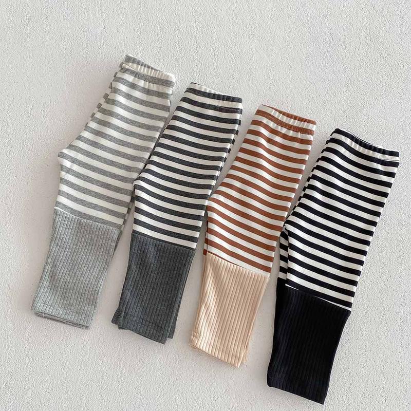 Product Introduction of Ins Korean Spring and Autumn Collection New boy's and girl's Baby Striped Bottom Pants Baby Large PP Pants Children's Color blocked Pants 1