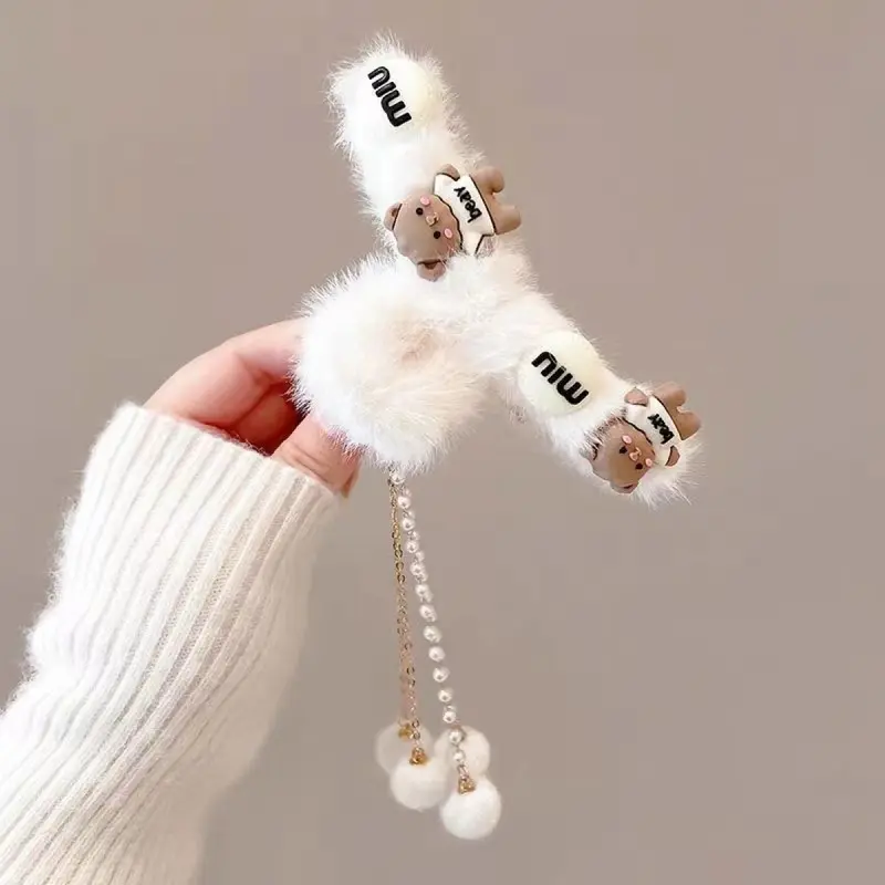 Kẹp Tóc Càng Cua Nhồi Bông Cho Nữ, Cỡ Lớn, Thích Hợp Cho Mùa Thu Và Mùa Đông, Kẹp Cá Mập Cho Tóc Xoăn Sau Đầu, Kẹp Tóc Lông, Kẹp Tóc Dễ Thương, Mũ Đội Đầu 4