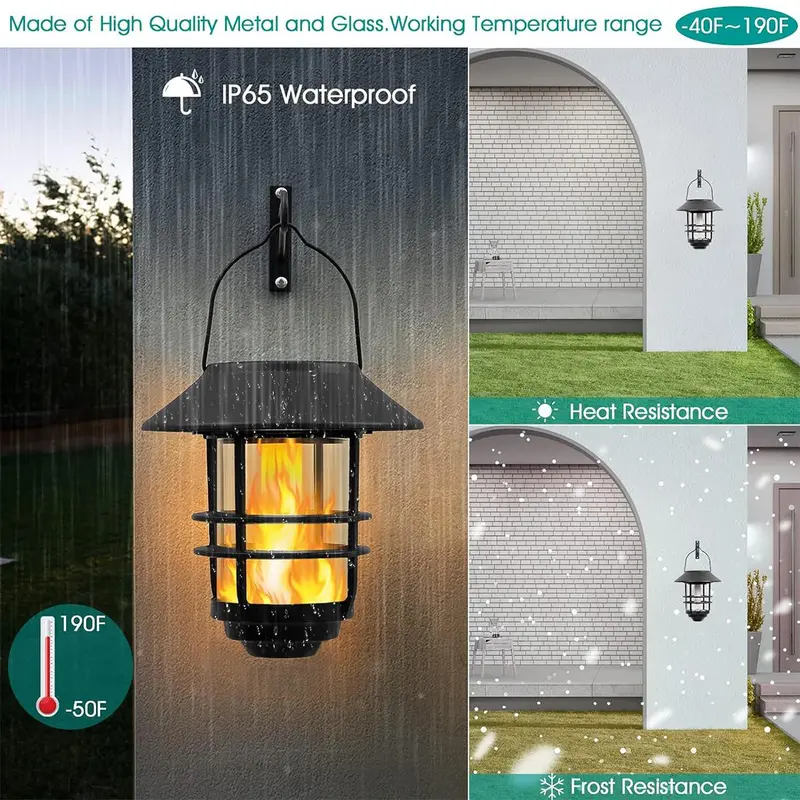 Outdoor Solar Light, Waterproof Hanging Lantern Light, Wall Mounted Light, Wall Fence Patio Porch Yard Home Decorative Light 6