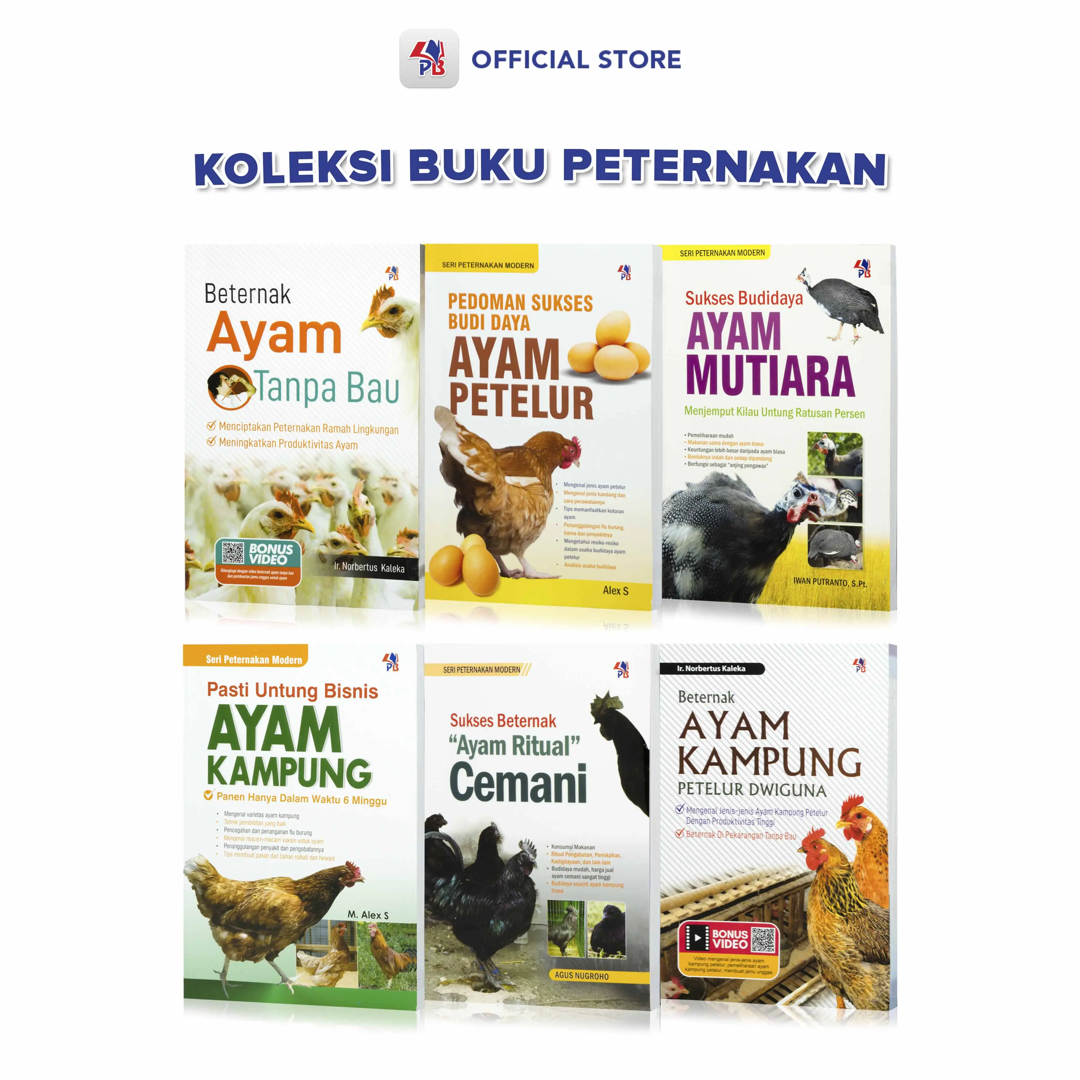 Buku Peternakan : Pasti Untung Bisnis Ayam Kampung / Pedoman Sukses Budidaya Ayam Petelur / Sukses Beternak Ayam Ritual Cemani / Sukses Budidaya Ayam Mutiara / Beternak Ayam Tanpa Bau / Beternak Ayam Kampung / Pustaka Baru Press - PB