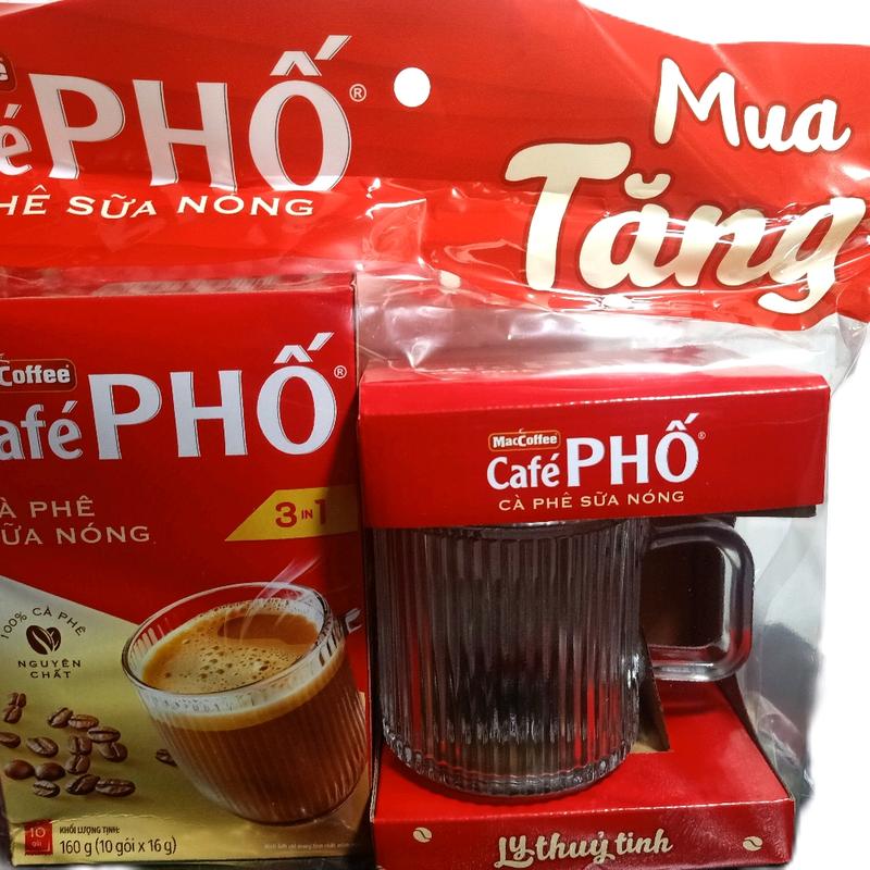 Combo 3 hộp cafe Phố- Cafe Sữa Nóng Tặng 3 Ly Thủy Tinh rộng ( đựng vừa hộp sữa ngôi sao phương nam  giấy 380g) 0