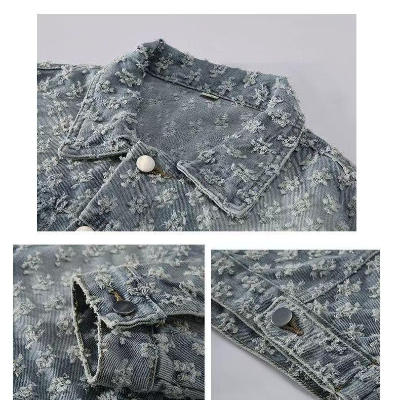 Áo Khoác Denim Mỹ, Phong Cách Jacquard Cổ Điển, Unisex, Thích Hợp Cho Mùa Xuân Và Mùa Thu, Phong Cách Cặp Đôi, Thiết Kế Cổ Điển Cao Cấp, Ngầu Và Dáng Rộng Vừa Vặn, Áo Khoác Thường Ngày 7