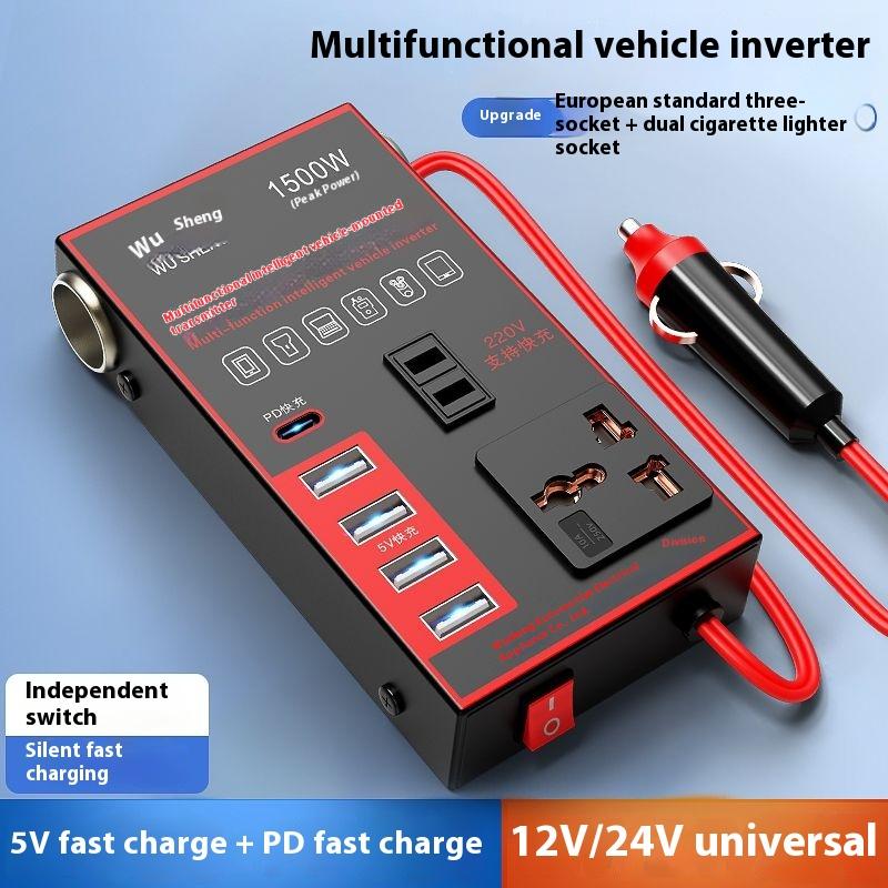  Biến tần ô tô Thông Dụng 12V   24V đến 220V Bộ chuyển đổi DC sang AC công suất cao với đầu ra AC kép & USB-C Đầu ra điện áp ổn định Bảo vệ thông minh Thích hợp cho ô tô xe tải và SUV bộ  chuyển  đổi  12v  sang  220v  ô  tô Bộ Chuyển Đổi 