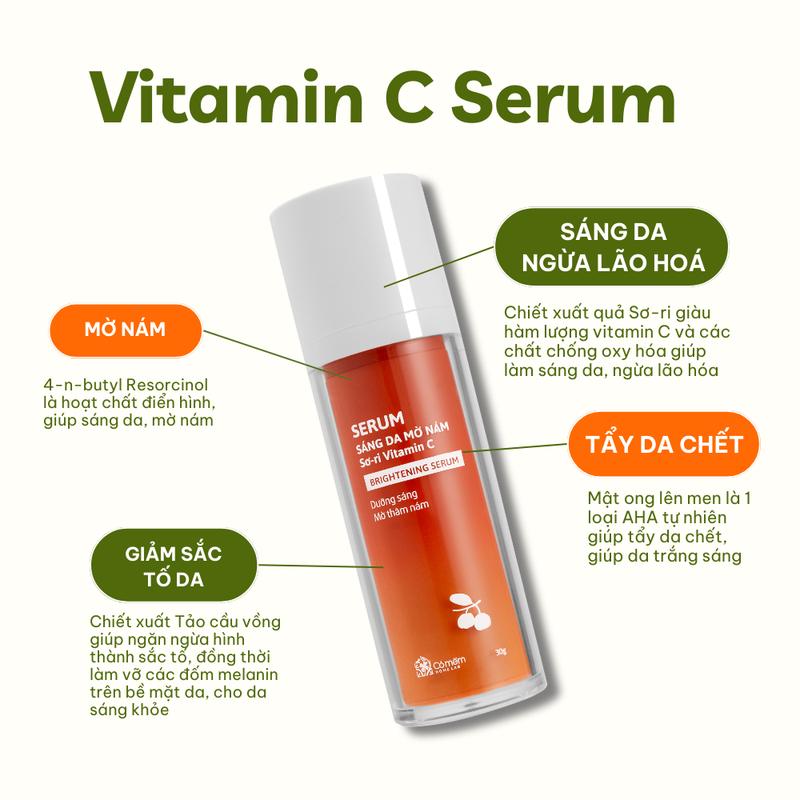 Serum Vitamin C giúp dưỡng sáng mờ thâm chiết xuất Sơ-ri Cỏ Mềm 30gr 4