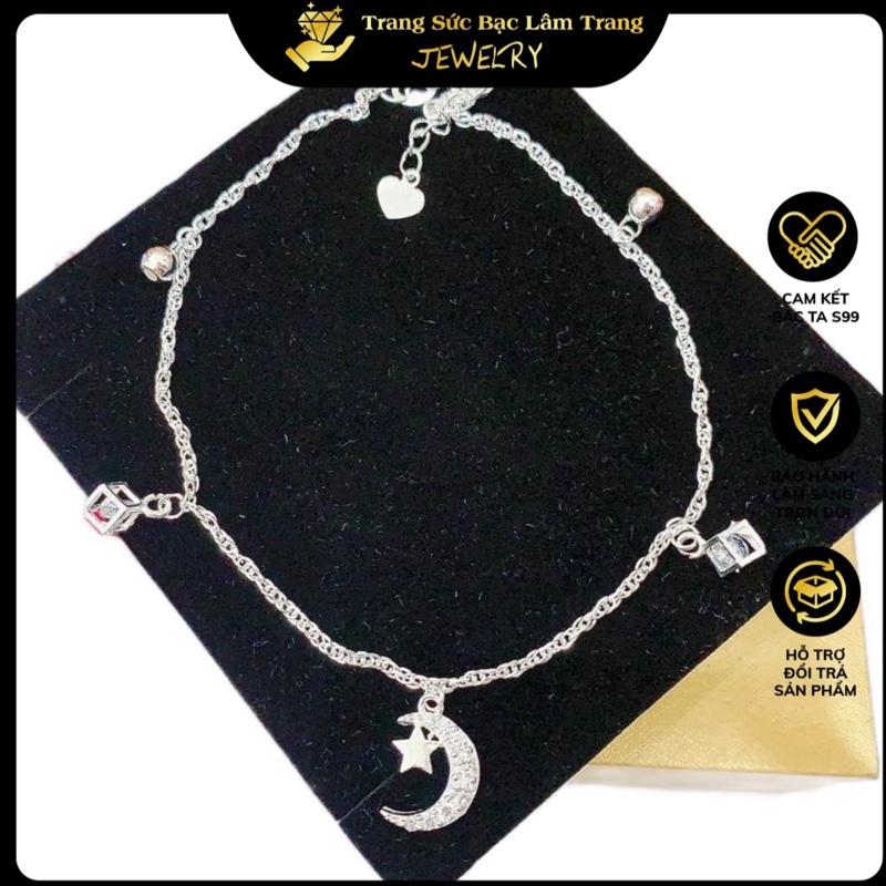 Lắc chân xoắn kép họa tiết mặt trăng bạc ta xinh xắn 259 LTJ Thanh lịch