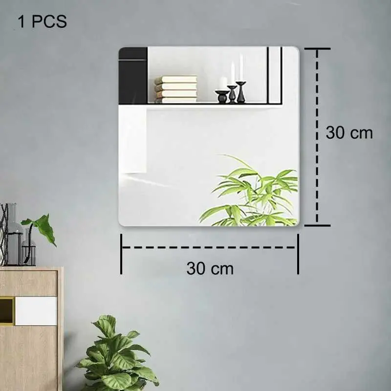 [COD] Cermin Tempel Bahan Akrilik Fleksibel Bathroom Mirrors Acrylic Wall Decorations Ukuran Persegi Tebal 1mm