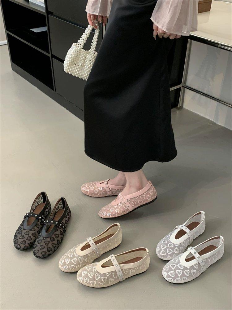 Product Introduction of Flat Shoes for Women Round Toe Mesh Soft Sole Slip-On Fashion Mary Jane Shoes Sizes 35-40 19