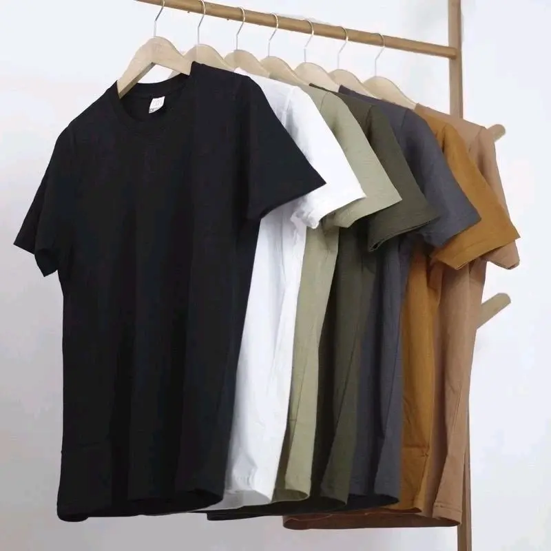 KAOS POLOS COTTON COMBAD KUALITAS DISTRO Katun Santai Polos Crew Neck Hitam Lembut Nyaman Pria Panjang Maroon Fit Coklat Putih 1