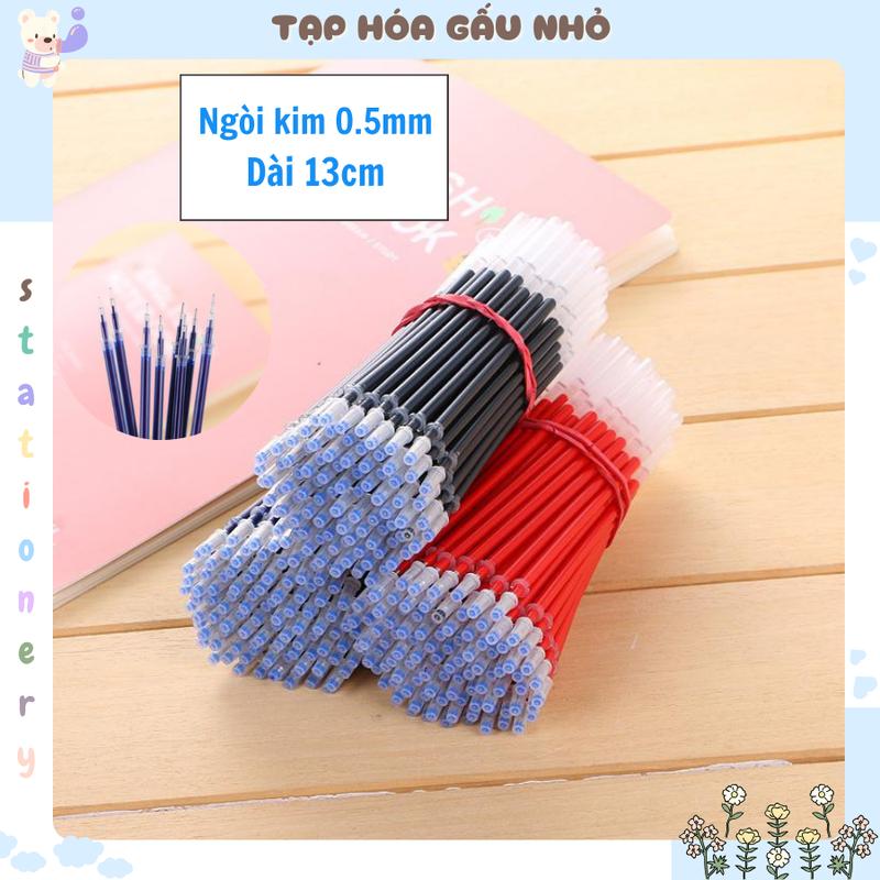  Set  50 ngòi bút gel mực xanh mực đen 13 cm dùng cho bút nắp cài đầu ngòi kim resun 