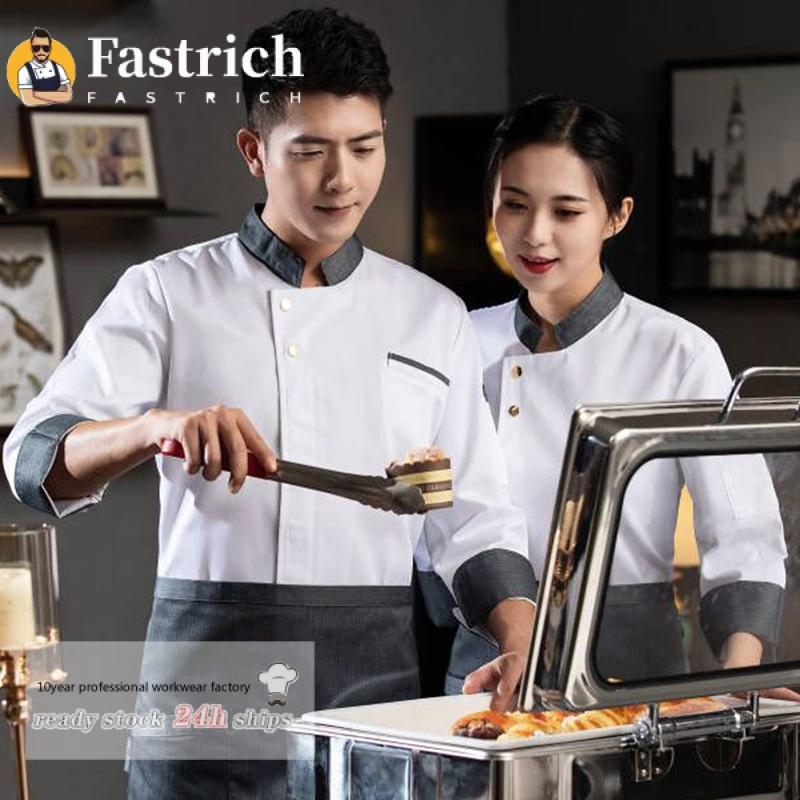 Đồng Phục Đầu Bếp Không Thấm Nước Fastrich-CSFC033 Dài Tay Thích Hợp Cho Khách Sạn Nhà Hàng Phục Vụ Ăn Uống Nhà Bếp Đầu Bếp Nhà Hàng Quần Áo Làm Việc Đầu Bếp ngắn Tay Dành Cho Nam Giới Có In Và Thêu