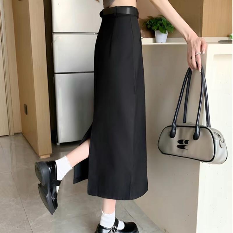 Chân váy midi dáng dài kèm đai chân váy công sở thời trang dễ phối đồ năng động phong cách Hàn Quốc 5