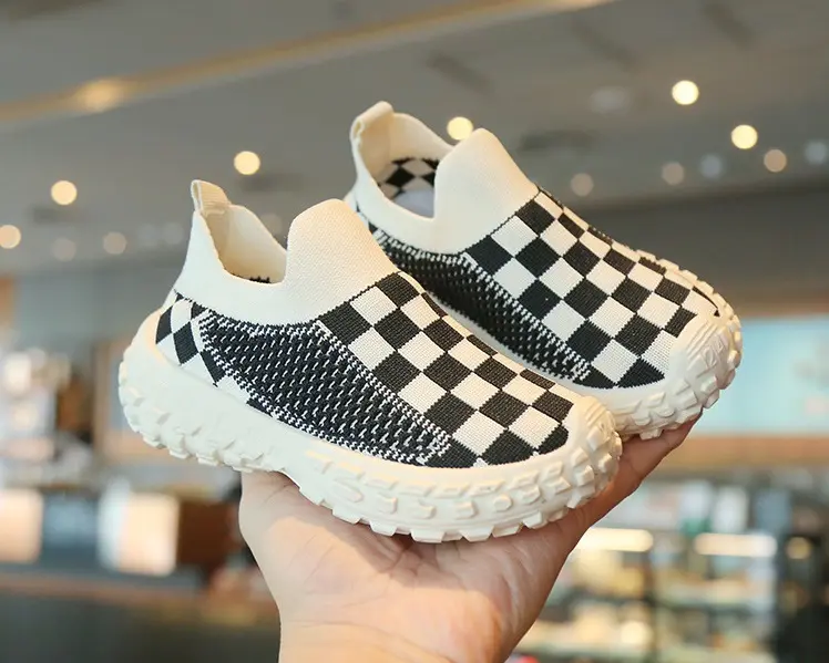Sepatu Slip on Sneakers Anak / Sepatu Anak motif kotak-kotak/ Sepatu Jalan-Jalan Anak Laki-Laki Type ZY93 Kaki Fashion 2