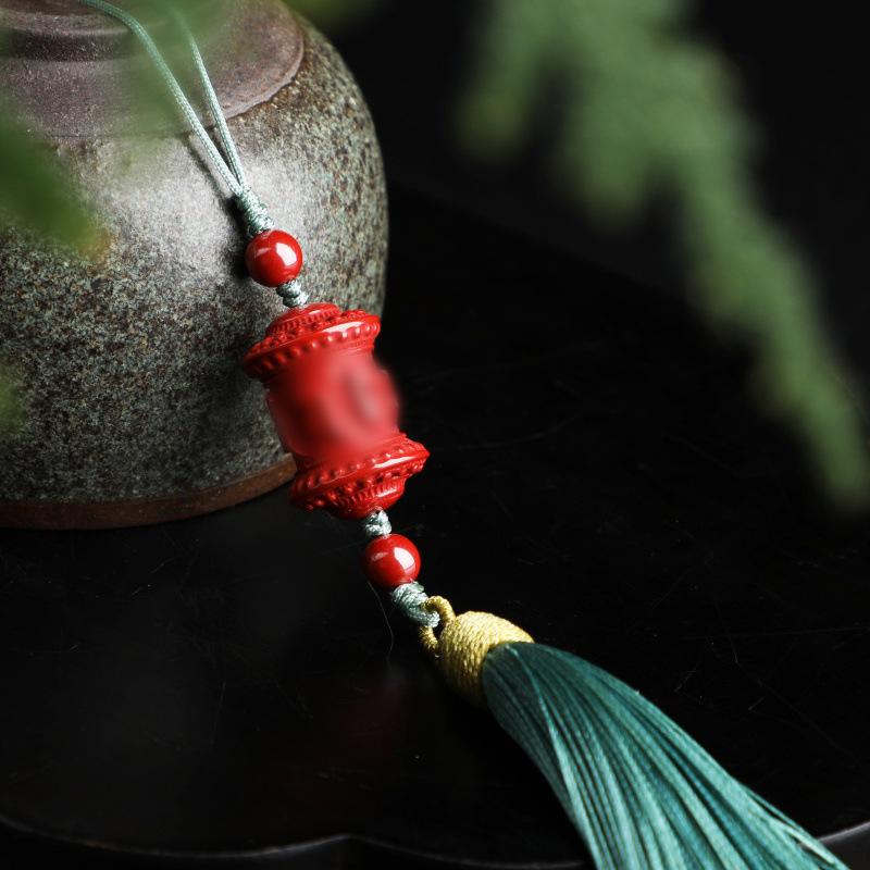 Product Introduction of Natural Cinnabar Six Words Mantra Pendant Birth Year Beads Phone Case Ornaments Car Hanging Keychain Decorative Gift 10