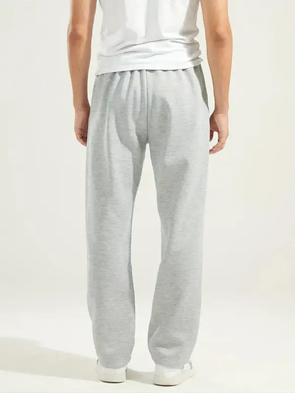 Unisex Letter Print Drawstring Waist Sweatpants, Casual Pocket Straight Leg Trousers for Daily Wear, Unisex Bottoms for All Seasons 3
