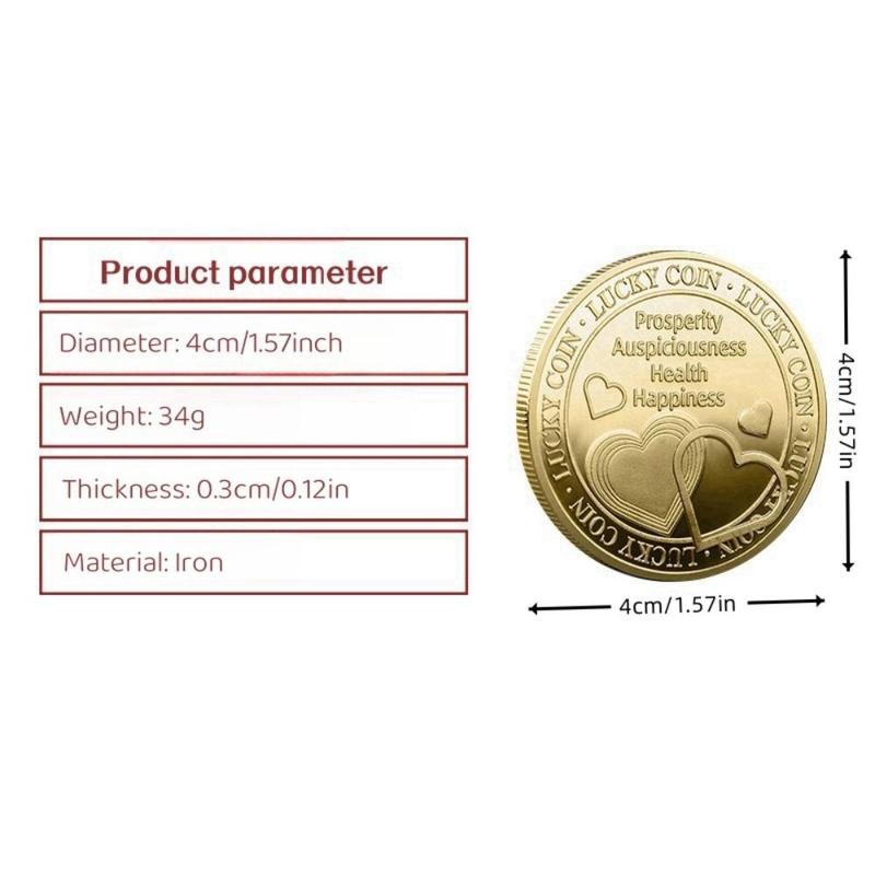Lucky Four Leaf Clover Pattern Coin, 1 Count Creative Heart Shaped Decorative Coin, Party Gift For Birthday Wedding 2