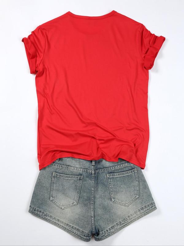Women's Fish Print Round Neck Tee, Casual  Short Sleeve T-shirt for Summer, Ladies Clothes for Daily Wear 1
