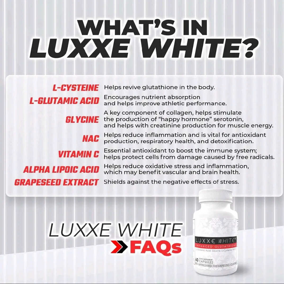 where to buy luxxe white glutathione Luxxe White Enhanced Glutathione 775mg/caps made in USA