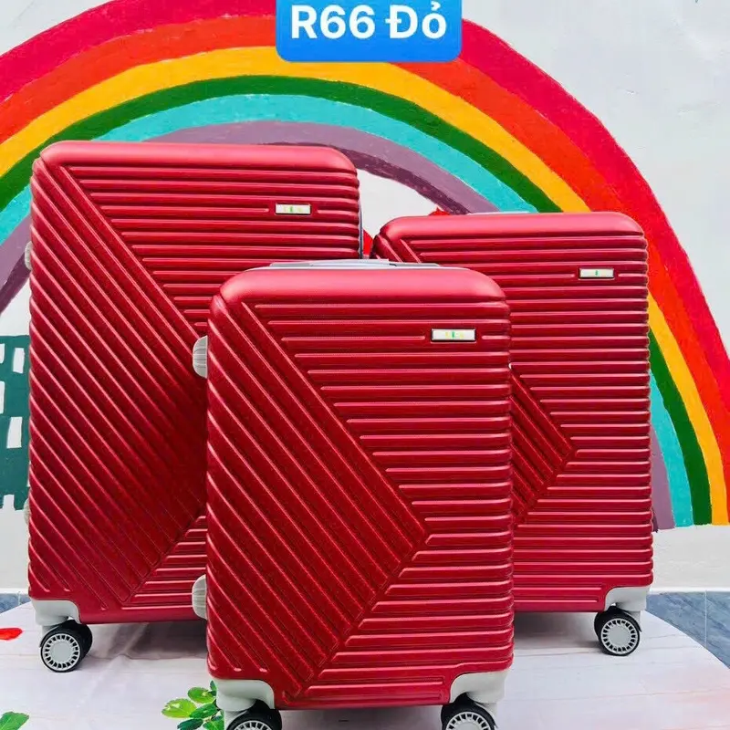 (Bộ 2 size20+24)Vali du lịch giá rẻ T66 bộ 2 (20/24)(tặng kèm 1 túi đựng giày) nhựa abs dây kéo Nam nữ 4 bánh xoay 360 màu trắng kem hộp đựng cứng đỏ hồng valik hung nhẹ times travel vali Nhung 0