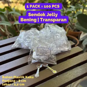 (100 PCS) Sendok Jelly / Agar / Pudding / Es Krim Bella Bening Transparan Tebal Kitchenware