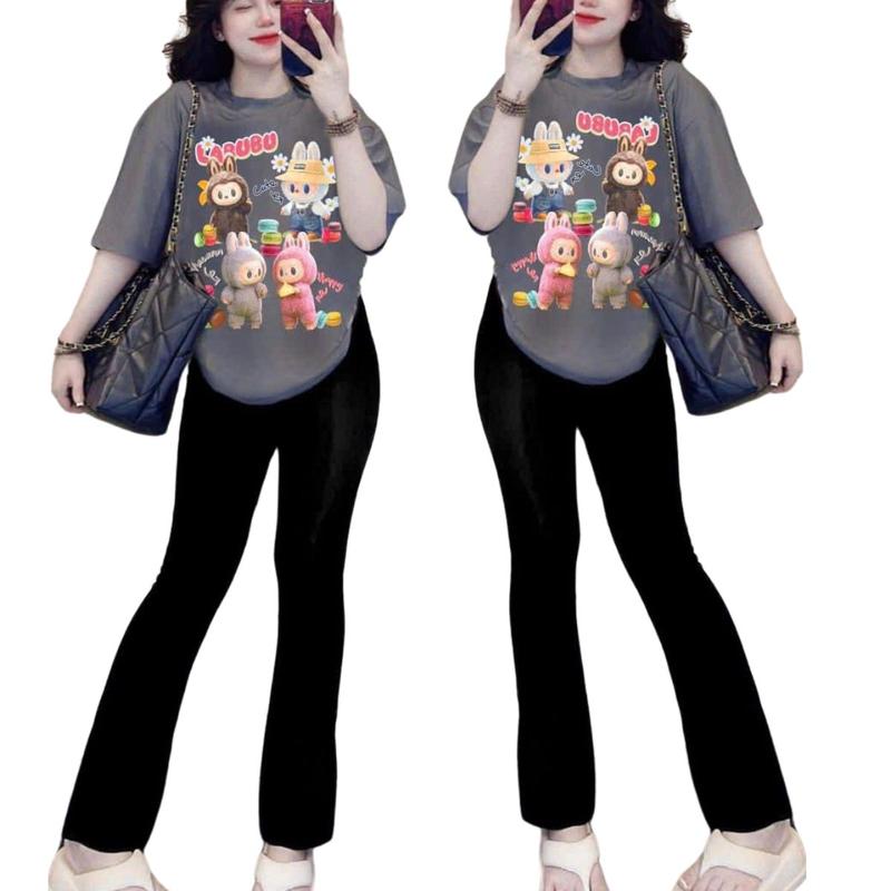 Thời Trang Bigsize Đồ Bộ Nữ Quần Ông Loe La Bu ESHOP Đồ bộ nữ đồ mặc nhà đẹp dễ thương thoải mái Set Bộ Loe Quần Có Túi Top Woment