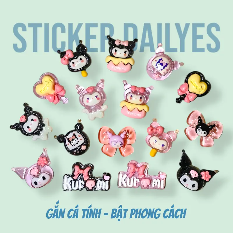 [ Bộ 10 chiếc ] Charm Gắn Dép Kuromi, Sticker Dép Cross, Jibbitz in 3D siêu cute - Sticker Dailyes 0